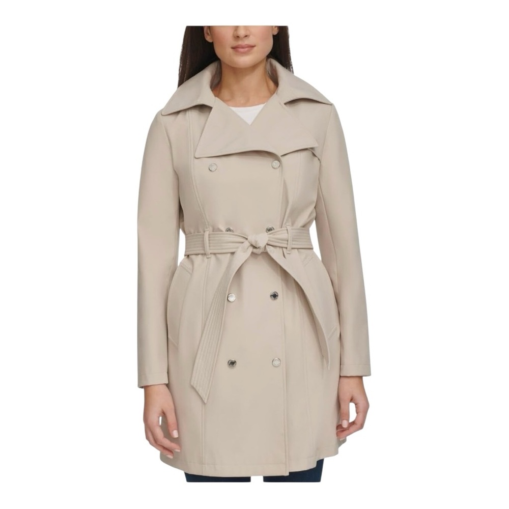 Calvin Klein Women's Tan Trench Coat - Mid-Length, Detachable Hood, Belted - XXL - Picture 3 of 8